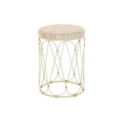 Mesa auxiliar DKD Home Decor Natural Metal Crema Ratán (35 x 35 x 49 cm)