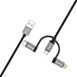 Cable USB Varta 2 m Negro 3 en 1 USB-C Micro USB Lightning