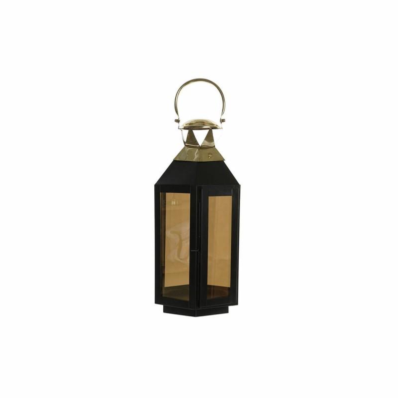 Farol DKD Home Decor Negro Cristal Hierro Dorado (22 x 20 x 46 cm)