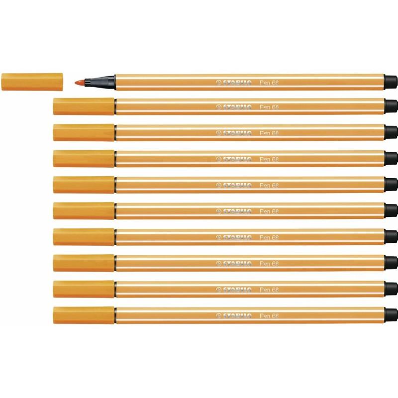 Rotuladores Stabilo Pen 68 Naranja (10 Piezas)