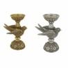 Candelabro DKD Home Decor Dorado Plateado Resina Pájaro 17 x 11 x 25 cm (2 Unidades)