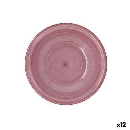 Plato Hondo Quid Vita Peoni Cerámica Rosa Ø 21,5 cm (12 Unidades)