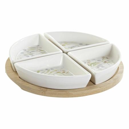 Set de Aperitivo DKD Home Decor Multicolor Natural Bambú Plástico Gres Cottage 21,5 x 21,5 x 1 cm