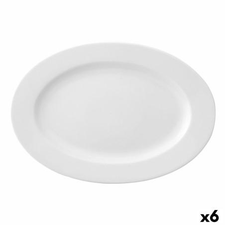 Plato Llano Ariane Prime Ovalado Cerámica Blanco (38 x 25 cm) (6 Unidades)