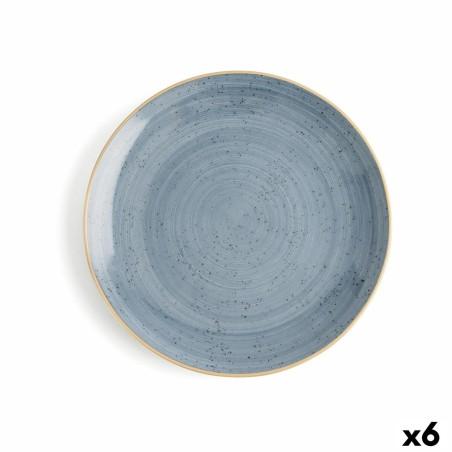 Plato Llano Ariane Terra Cerámica Azul (Ø 27 cm) (6 Unidades)