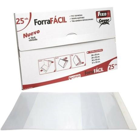 Forro Adhesivo para Libros Grafoplas Ajustable Solapa Transparente PVC 25 Piezas 30 x 53 cm