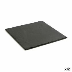 Bandeja de Cerámica Efecto Pizarra Quid Gastro Fun Negro (25 x 25 cm) (12 Unidades)