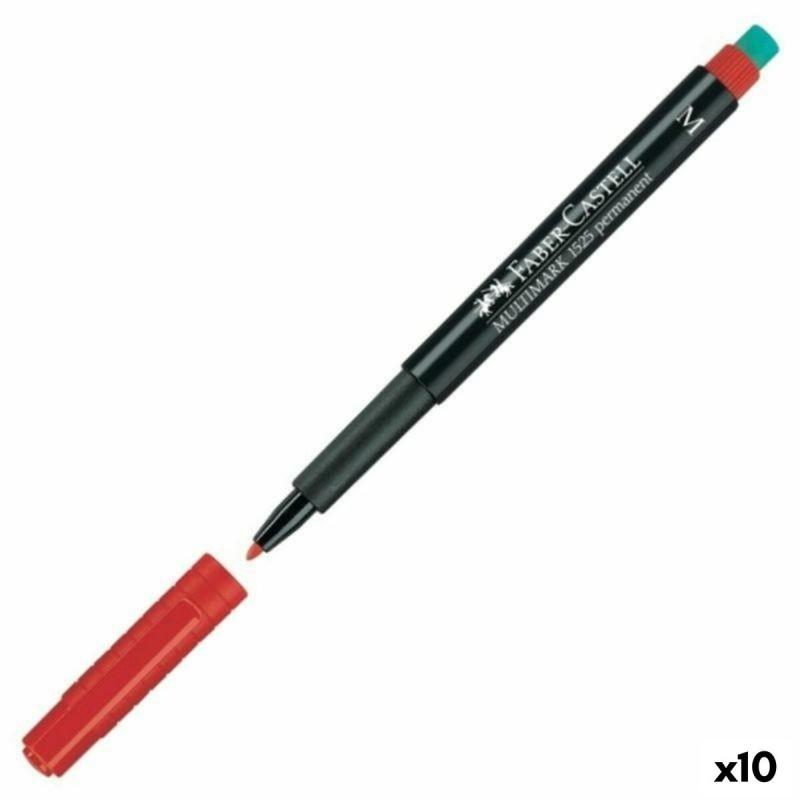 Rotulador permanente Faber-Castell Multimark 1525 M Rojo (10 Unidades)