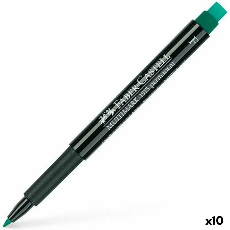 Rotulador permanente Faber-Castell Multimark 1513 F Verde (10 Unidades)