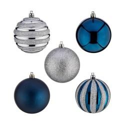 Set de Bolas de Navidad Azul Plateado Plástico Ø 6 cm (6 Unidades)