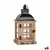 Farol Negro Metal Madera Marrón (14 x 40 x 20 cm) (6 Unidades)