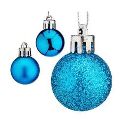 Set de Bolas de Navidad Ø 3 cm Azul Plástico (12 Unidades)