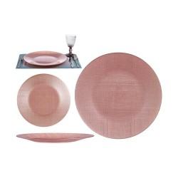 Plato Llano Rosa Vidrio (32,5 x 2 x 32,5 cm) (6 Unidades)