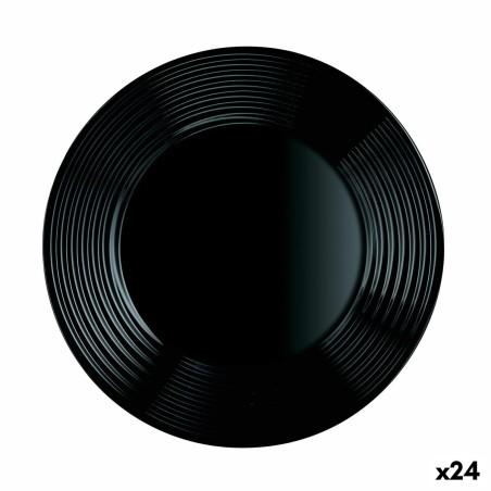 Plato Llano Luminarc Harena Negro Vidrio (25 cm) (24 Unidades)