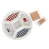 Set de Aperitivo DKD Home Decor 23,5 x 23,5 x 7 cm Rojo Azul Blanco Gres Mediterráneo Casas