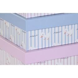 Set de Cajas Organizadoras Apilables DKD Home Decor Azul Rosa Cartón (43,5 x 33,5 x 15,5 cm)