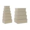 Set de Cajas Organizadoras Apilables DKD Home Decor Blanco Cuadrada Cartón Mostaza (43,5 x 33,5 x 15,5 cm)