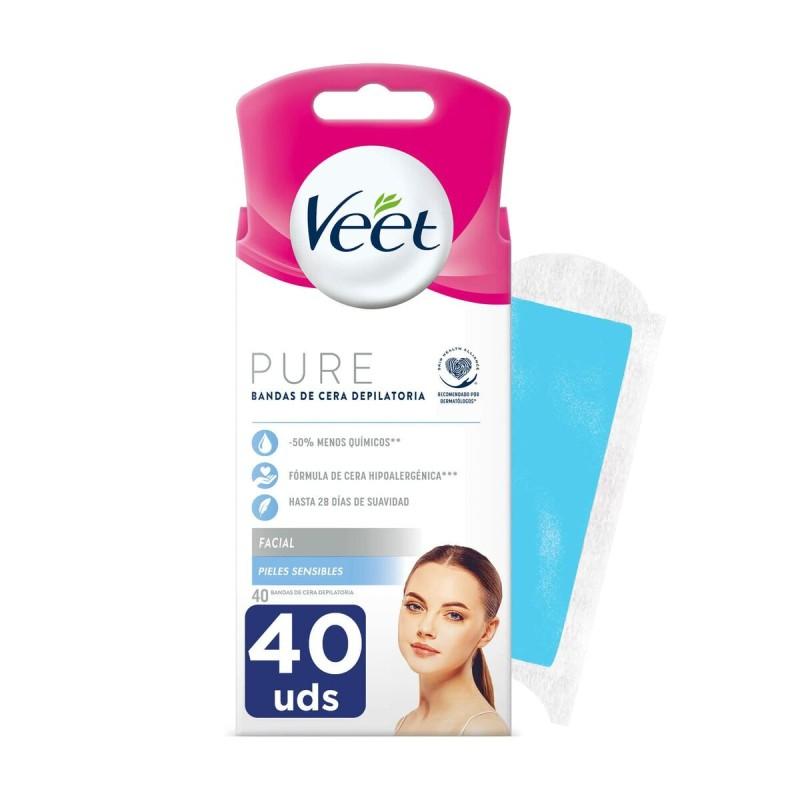 Bandas Depilatorias Faciales Veet Bandas De Cera Pure Piel Sensible (40 unidades)