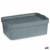 Caja de Almacenaje con Tapa Gris Plástico 6 L (21,5 x 11 x 32 cm) (12 Unidades)