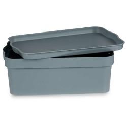 Caja de Almacenaje con Tapa Gris Plástico 6 L (21,5 x 11 x 32 cm) (12 Unidades)