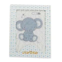 Manta para Bebé Elefante Azul Bordado Doble cara 100 x 75 cm