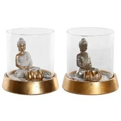 Figura Decorativa DKD Home Decor Plateado Dorado Oriental 16 x 16 x 18 cm (2 Unidades)