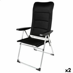 Silla de Playa Aktive Deluxe Plegable Negro 49 x 123 x 67 cm (2 Unidades)