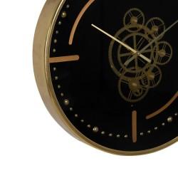 Reloj de Pared Negro Dorado Hierro 46 x 7 x 46 cm