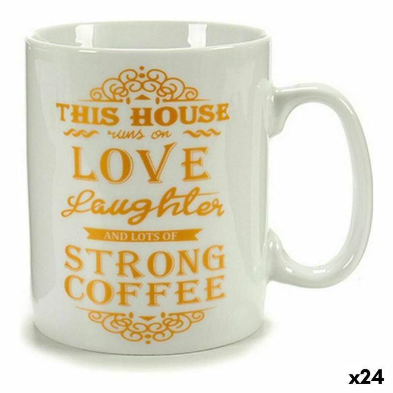 Taza Mug Coffee Porcelana Dorado Blanco 500 ml 24 Unidades