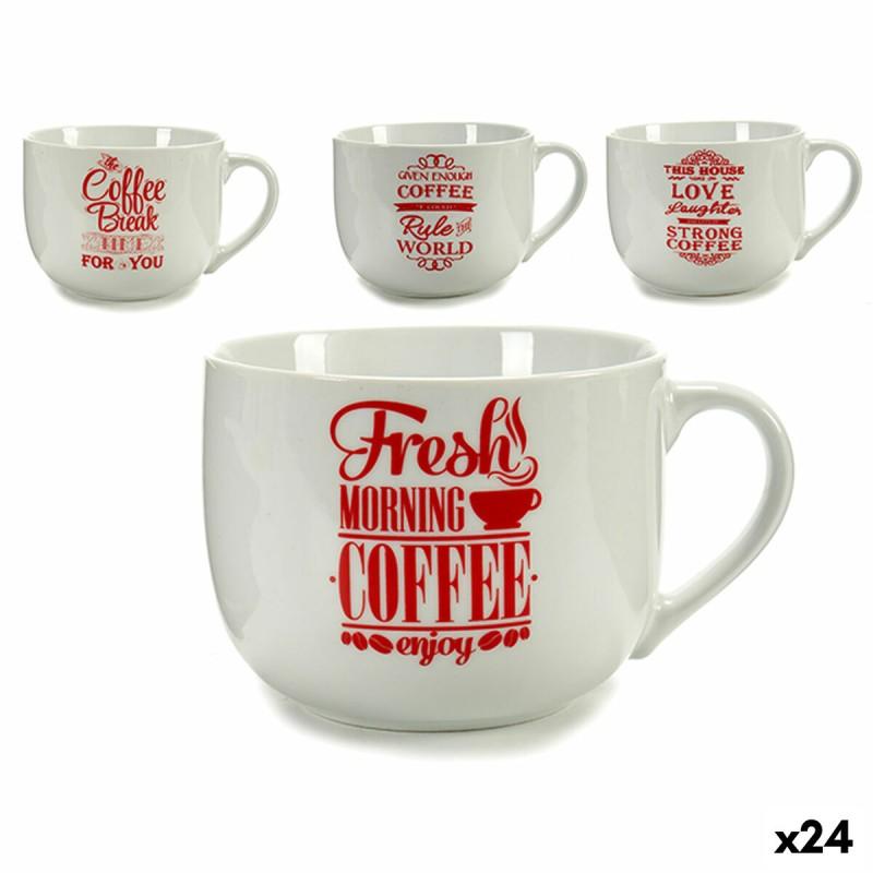 Taza Coffee Porcelana Rojo Blanco 500 ml 24 Unidades