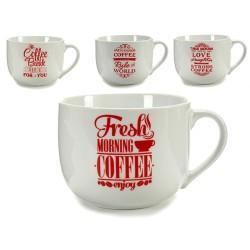 Taza Coffee Porcelana Rojo Blanco 500 ml 24 Unidades