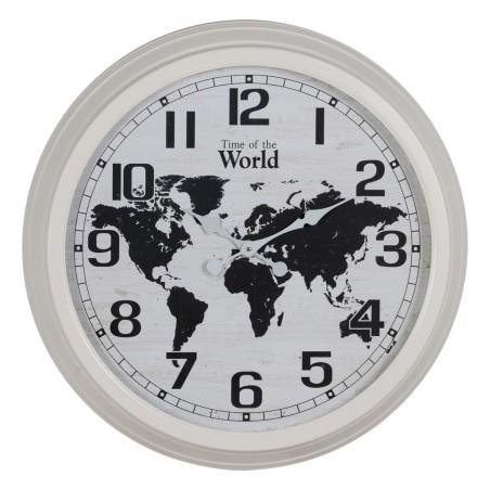 Reloj de Pared Mapamundi Blanco Negro Hierro 70 x 70 x 6,5 cm