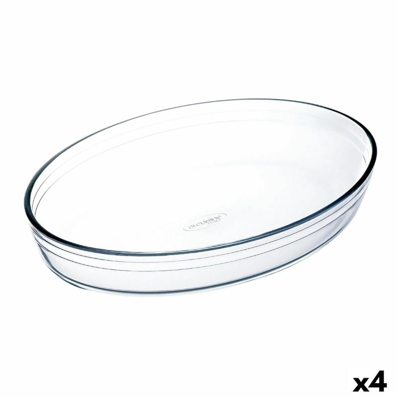 Fuente para Horno Ô Cuisine   Ovalada 40 x 28 x 7 cm Transparente Vidrio (4 Unidades)