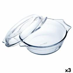 Fuente para Horno Ô Cuisine   Con Tapa 21,5 x 18 x 8,5 cm Transparente Vidrio (3 Unidades)