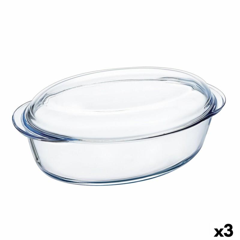 Fuente para Horno Pyrex Classic Vidrio Con Tapa Transparente Vidrio 33 x 20 x 10 cm (3 Unidades)