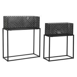 Set de Maceteros DKD Home Decor 60 x 22 x 70 cm Negro Metal