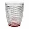 Vaso Rojo Puntos Transparente Vidrio 300 ml (6 Unidades)