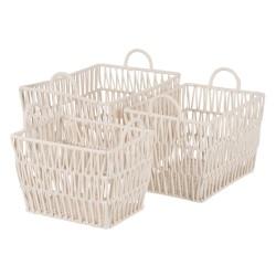 Juego de Cestos Blanco Cuerda 45 x 35 x 36 cm (3 Piezas)