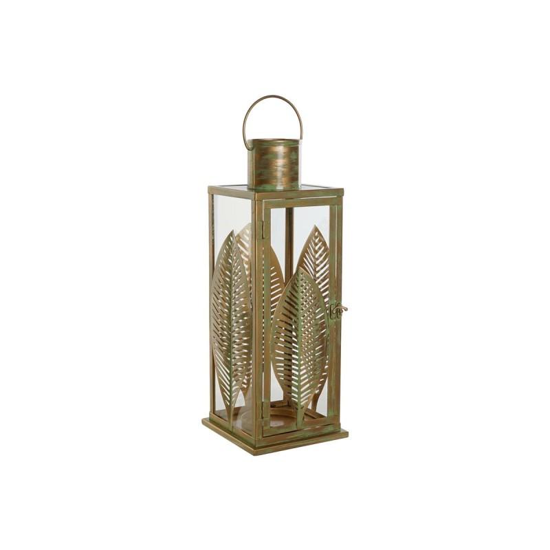 Farol DKD Home Decor Dorado Metal 16,5 x 16,5 x 50 cm Hoja de planta