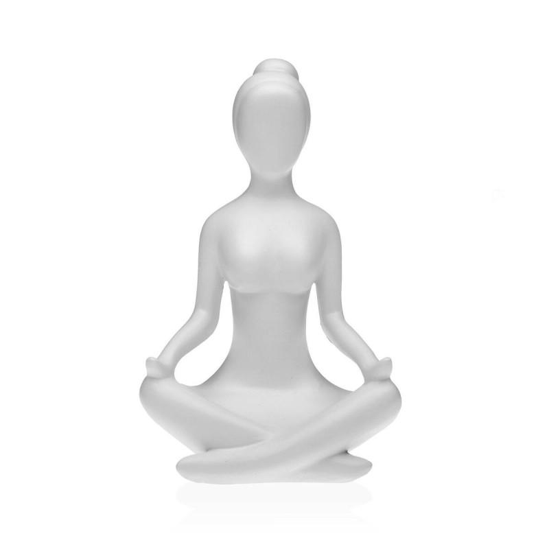 Figura Decorativa Versa Blanco Yoga 12 x 20 x 10 cm Resina
