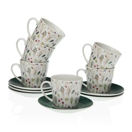 Juego de Tazas con Platos Versa Sansa Flores Té Porcelana (12 Piezas)