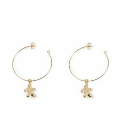 Pendientes Mujer Shabama Blanca Latón Bañado en oro 3,5 cm