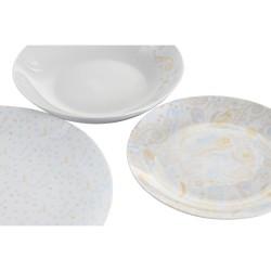 Set de Vajilla DKD Home Decor Porcelana Azul Rosa Blanco 27 x 27 x 3 cm 18 Piezas