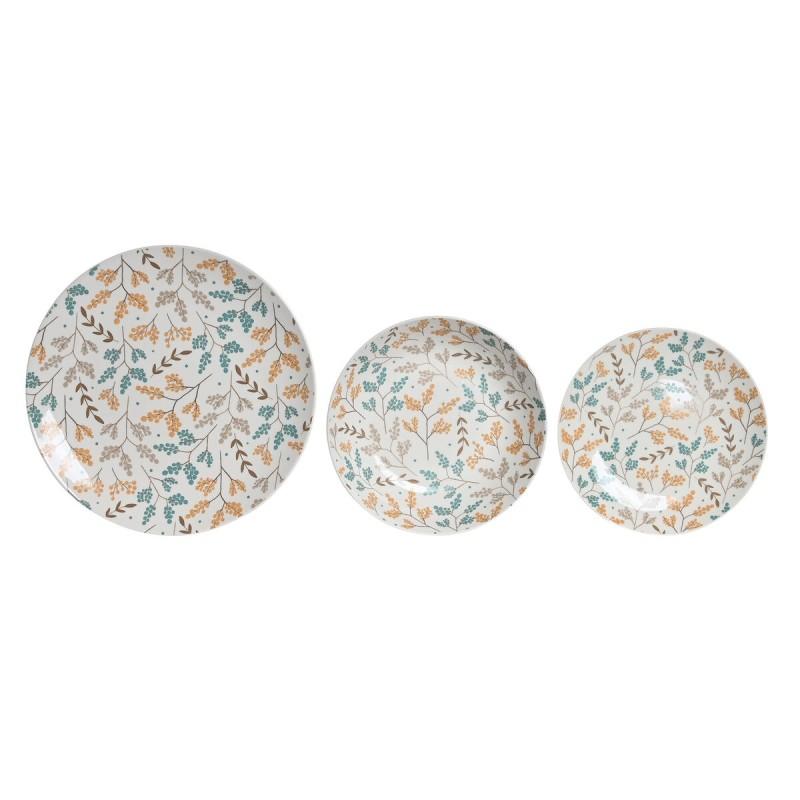 Set de Vajilla DKD Home Decor 26,5 x 26,5 x 2,6 cm Porcelana Multicolor 18 Piezas