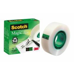 Cinta Adhesiva Scotch Magic Transparente Blanco 19 mm x 33 m (12 Unidades)