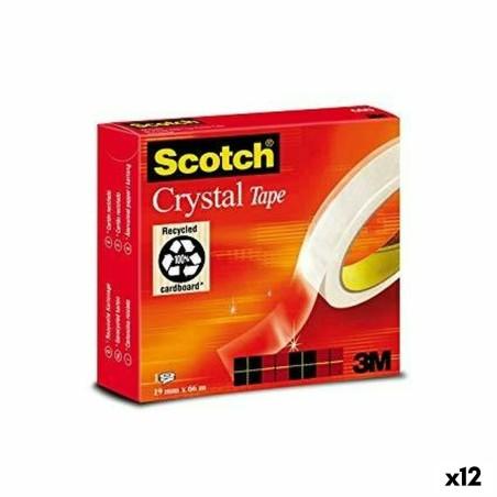 Cinta Adhesiva Scotch Crystal Transparente 19 mm x 66 m (12 Unidades)