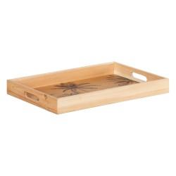 Bandeja de Aperitivos 45 x 31 x 5 cm Natural Madera Ratán 3 Piezas Palmera