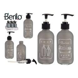 Dispensador de Jabón Negro Gris 250 ml Vidrio Polipropileno