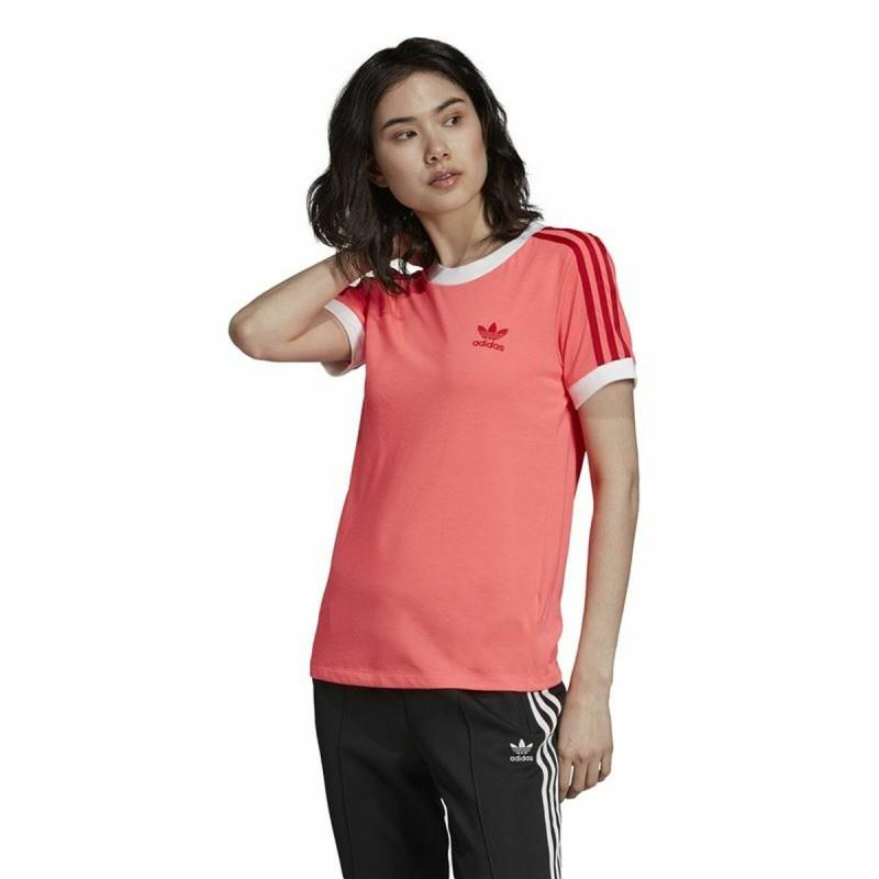 Camiseta de Manga Corta Mujer Adidas 3 Stripes Salmón