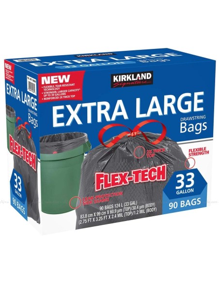 Kirkland Signature Bolsas de Basura EXTRA LARGE 90 BAGS 124L (33 GAL)